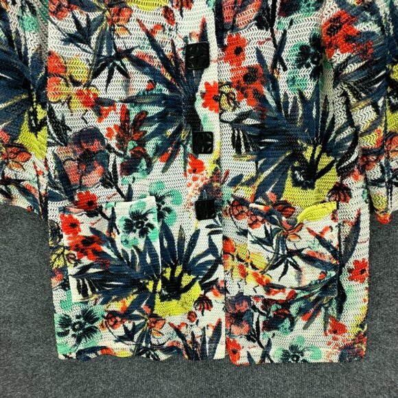 Ali Miles Cardigan Womens Petite Small Breathable Button Up Pockets Tropical - Picture 3 of 16